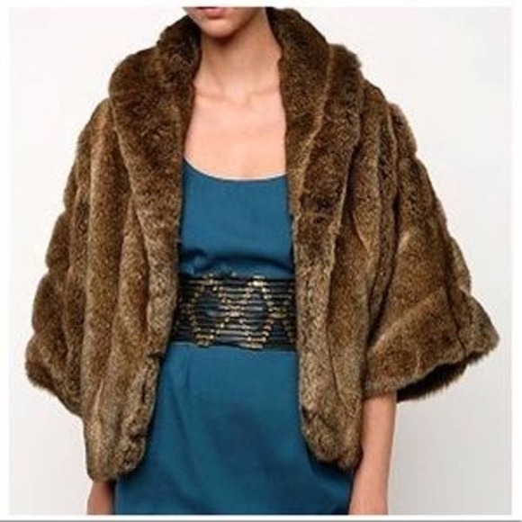 Silence Noise Brown Faux fur Jacket/Coat Urban Outfitter Draped Slouchy Size S - Picture 1 of 9